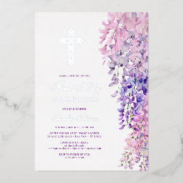 Invitation En Aluminium Watercolor Wisteria First Communion