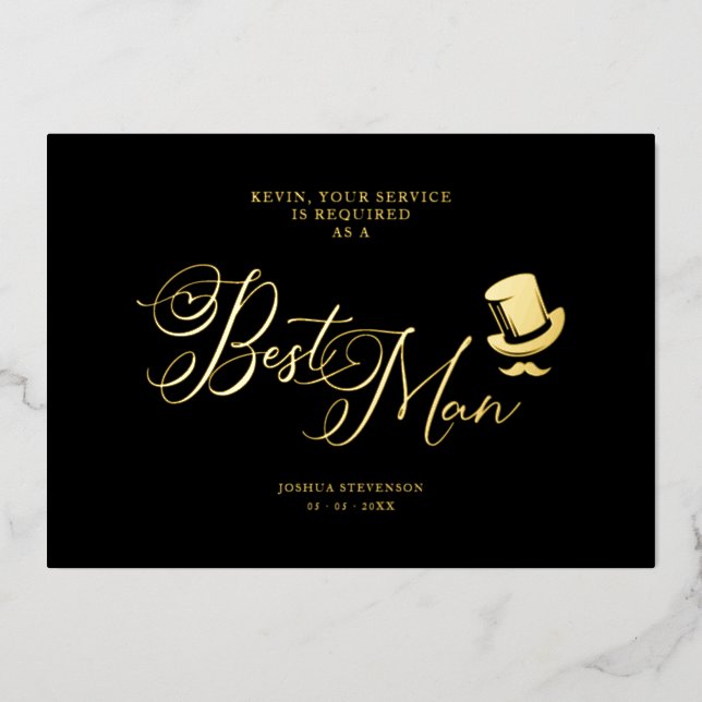 Invitation En Aluminium Wedding Best Man Funny Minimalist Proposal Card (Recto)