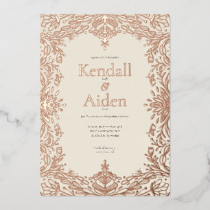 Invitation En Aluminium Whimsical et élégant Rose Mariage Gold Foil