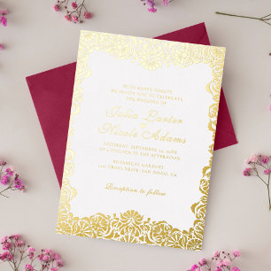 Invitation En Aluminium Whimsical Luxury ivoire Floral Style Mariage front
