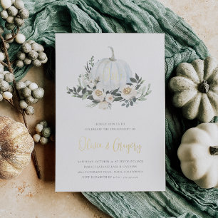 Invitation En Aluminium White Automne Citrouille Green Engagement Party