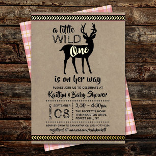 Invitation En Aluminium Wild One Woodland Deer Girls Baby shower Real