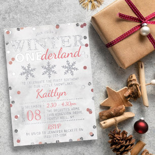Invitation En Aluminium Winter ONEderland 1er Anniversaire Réel
