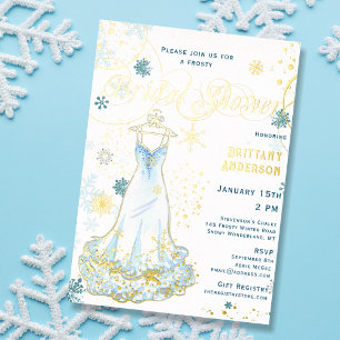 Invitation En Aluminium Winter Wonderland Snowflake robe Fête des mariées