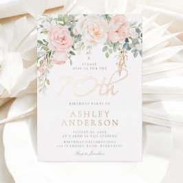 Invitation En Aluminium Womans Ivory & Blush 70e anniversaire de fête Rose
