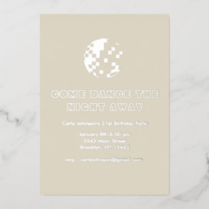 Invitation En Aluminium Y2K Metallic Silver Disco Ball 21ème anniversaire