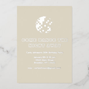 Invitation En Aluminium Y2K Metallic Silver Disco Ball 30e fête d'annivers