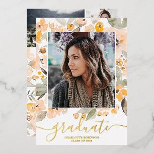Invitation En Aluminium Yellow greenery script 3 photos graduation