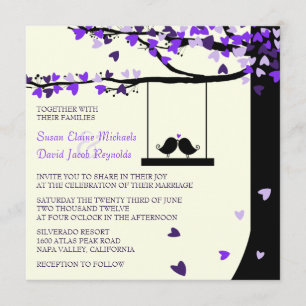 Invitation en baisse de mariage de chêne de coeurs