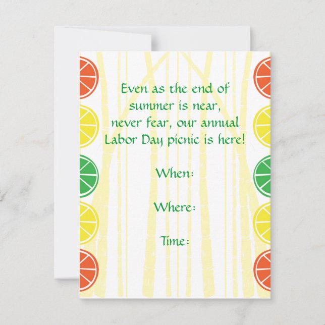 Invitation en bambou de partie d'agrume (Devant)