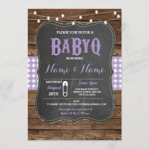 Invitation en bois de craie pourpre de baby shower