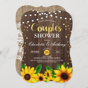 Invitation en bois de douche de couples de