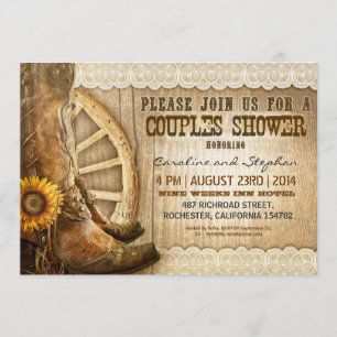 invitation en bois de douche de couples de