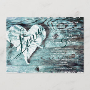 Invitation en bois de mariage de coeur d'amour