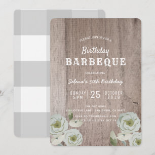 Invitation en bois de roses de partie de BBQ de