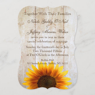 Invitation en bois de tournesols de mariage