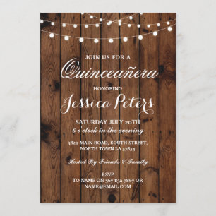 Invitation en bois floral de lumières de partie
