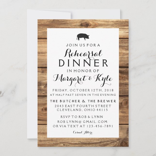 Invitation en Bois Rustique (Devant)