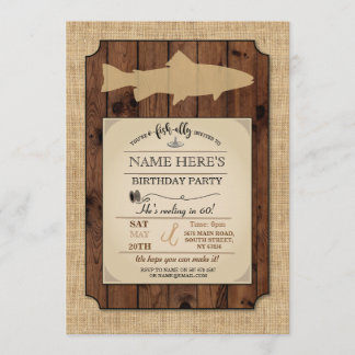 Invitation en bois rustique de Rod de poissons de