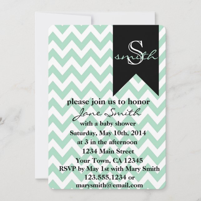 Invitation en bon état et noire de baby shower de (Devant)