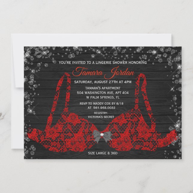 Invitation en diamant de douche de lingerie de sou (Devant)