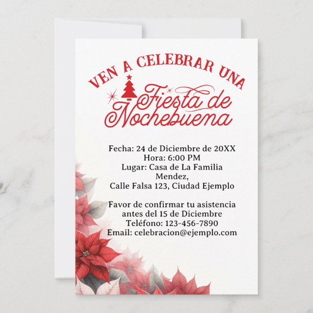 Invitation en Espagnol Fiesta de Nochebuena (Devant)