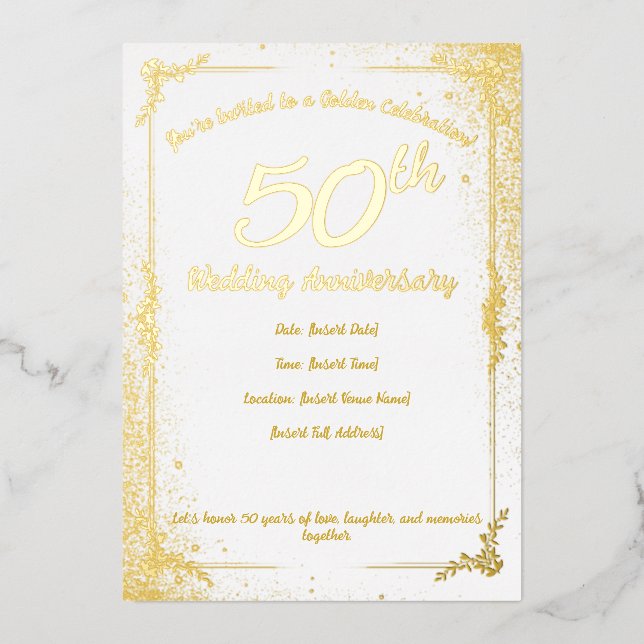 Invitation en feuille d'or pour le 50e anniversair (Recto)