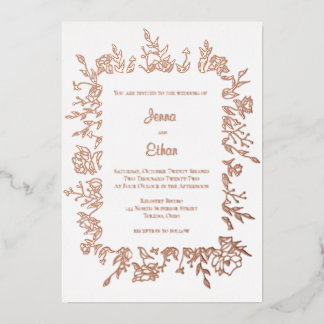 Invitation en feuille métallique à bordure de fleu