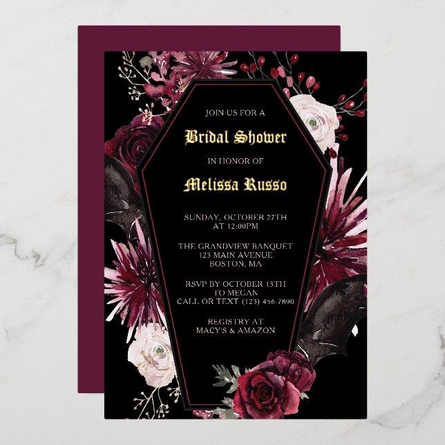 Invitation en feuille métallique pour une douche d (Recto/Verso)