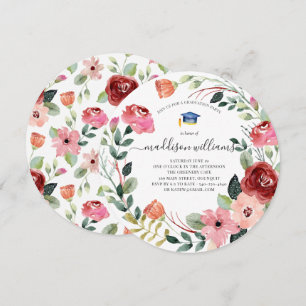 Invitation En fleurs  Blush Floral Graduation Party