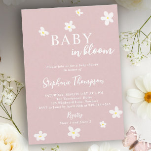 Invitation En fleurs, Daisy rose pâle Fille du printemps Baby