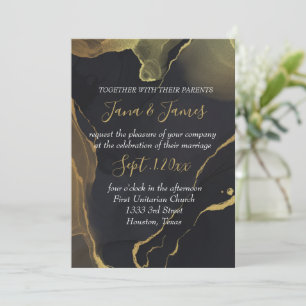 invitation en marbre noir et or