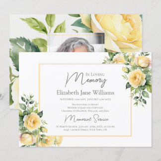 Invitation En Mémoire Amoureuse Roses Jaunes 1 Photo