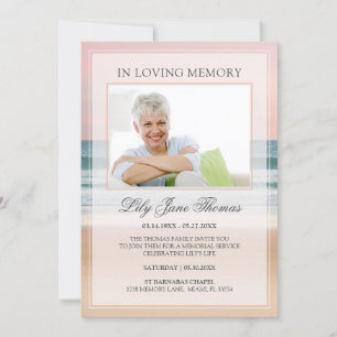 Invitation En Mémoire d'amour Élégante Photo funéraire Océan
