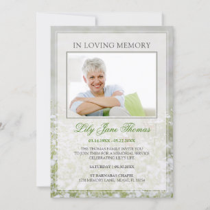 Invitation En mémoire d'amour Simple photo funéraire de prair