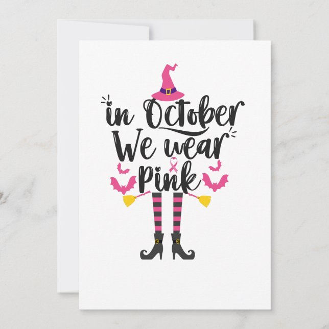 Invitation En Octobre, Nous Portons Pink Breast Cancer Sorciè (Devant)