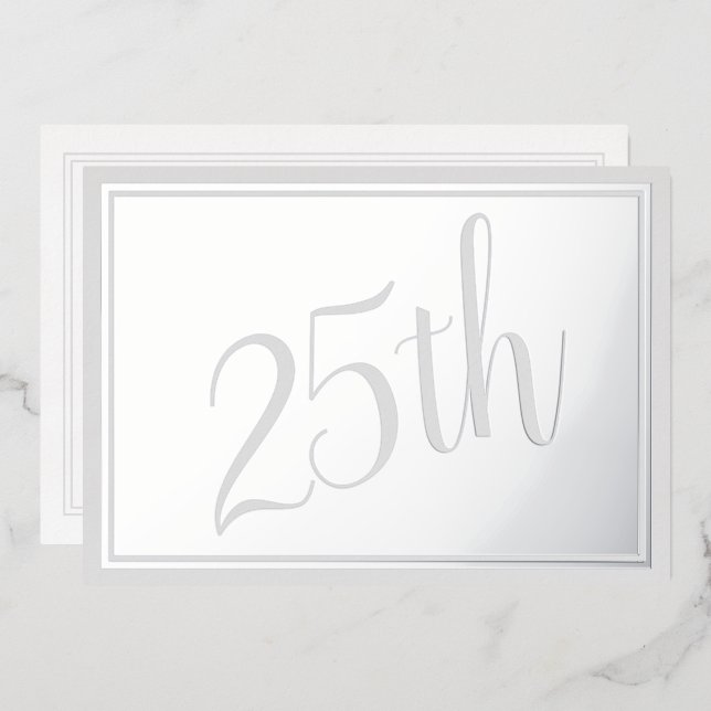 Invitation en papier d'aluminium pour les 25 ans d (Recto/Verso)