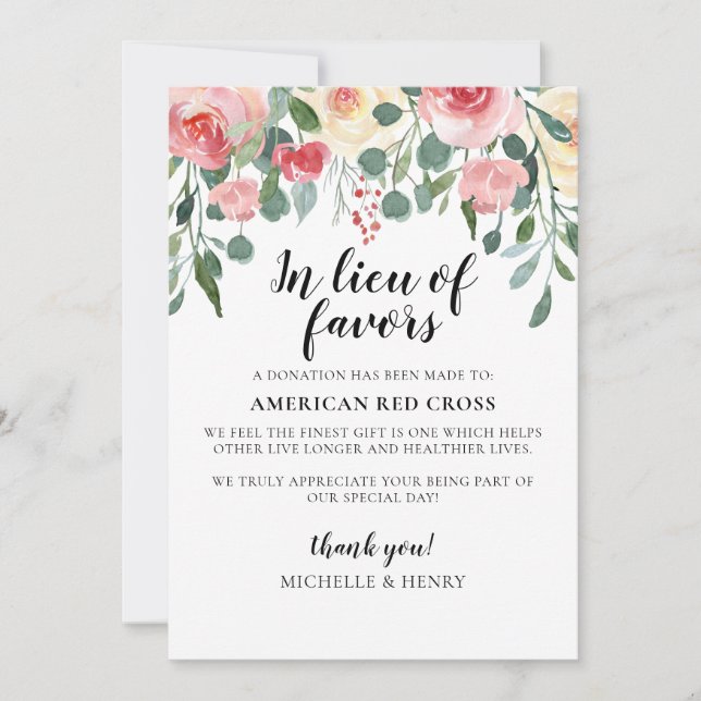 Invitation En remplacement des faveurs Signe de don Mariage (Devant)