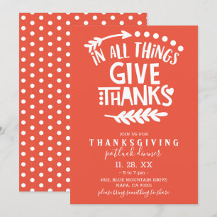 Invitation En Tout, Merci Orange Thanksgiving