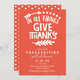 Invitation En Toutes Choses Remercient Orange Thanksgiving