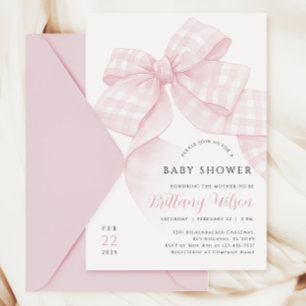 Invitation En vichy Baby shower de la boue rose