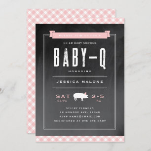 Invitation en vichy BBQ Bébé Baby shower Co-ed