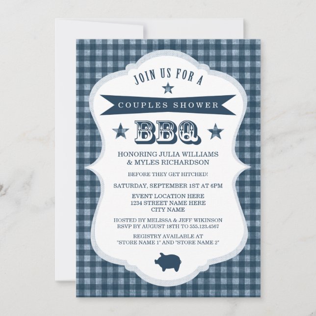 Invitation En vichy Couples Shower BBQ (Devant)