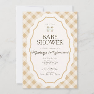 Invitation En vichy Goose Twin Baby shower