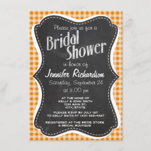 Invitation En vichy orange foncé ; tableau de bord