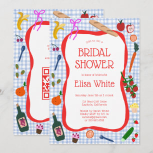 Invitation en vichy Pique-nique Moderne Cute CUSTOM QR Fête d