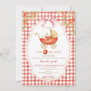 Invitation en vichy Pomme de notre Baby shower oculaire Carri