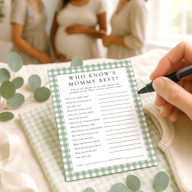 Invitation en vichy Qui Connaît Maman Meilleur Baby shower Ca (Créateur téléchargé)