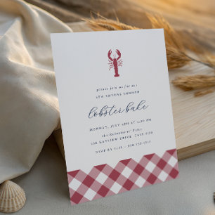 Invitation En vichy rouge   Fête de biscuit au homard d'été c