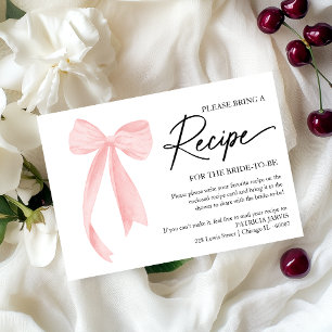 Invitation Encart de demande de recette pour la fête prénupti